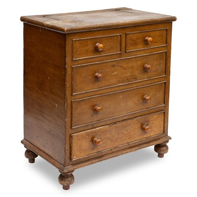 Lot 689 - A 19TH CENTURY SCUMBLED PINE CHEST OF DRAWERS