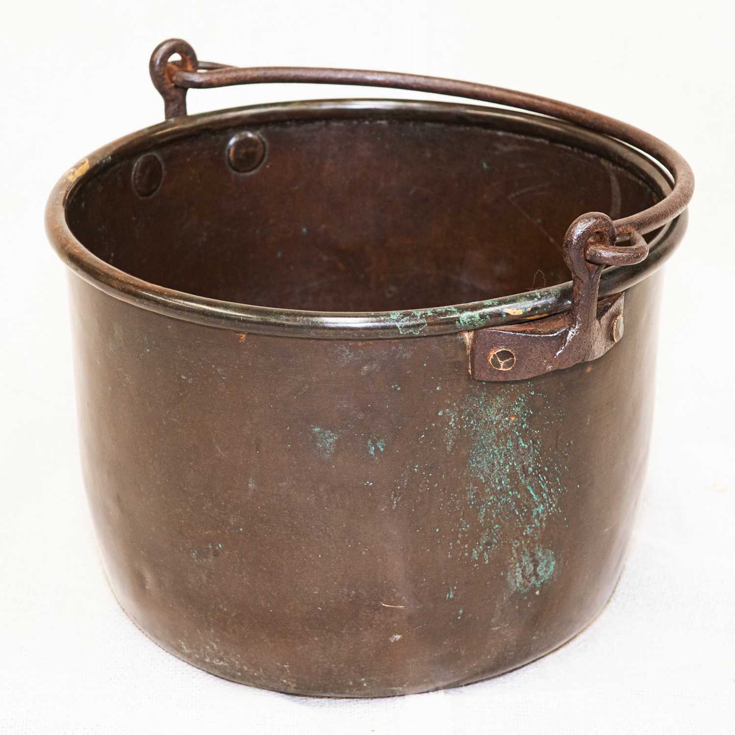 Lot 173 A 19TH CENTURY COPPER CHEESE KETTLE