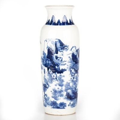 Lot 91 - A CHINESE BLUE AND WHITE PORCELAIN SLEEVE VASE, LATE 17TH CENTURY