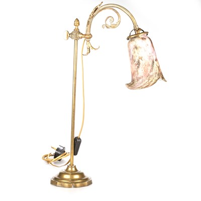 Lot 645 - A LATE VICTORIAN BRASS ADJUSTABLE READING LAMP