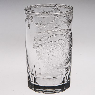 Lot 30 - A STOURBRIDGE 'ROCK CRYSTAL' GLASS BEAKER, 19TH CENTURY