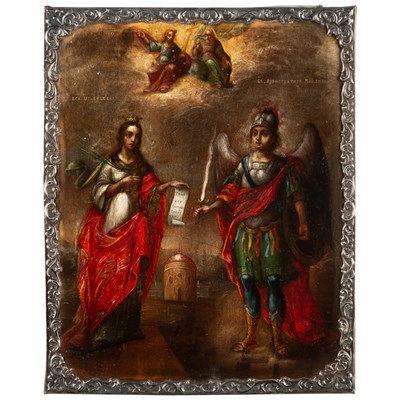 Lot 627 - ICON - ST BARBARA AND THE ARCHANGEL MICHEAL