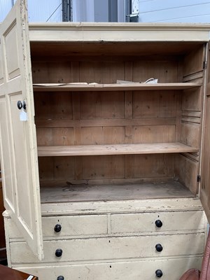 Lot 708 - A 19TH CENTURY PAINTED PINE CUPBOARD