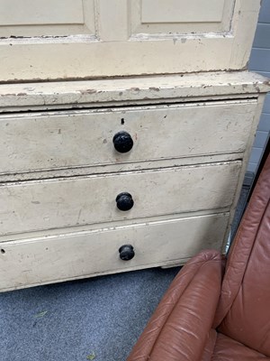 Lot 708 - A 19TH CENTURY PAINTED PINE CUPBOARD