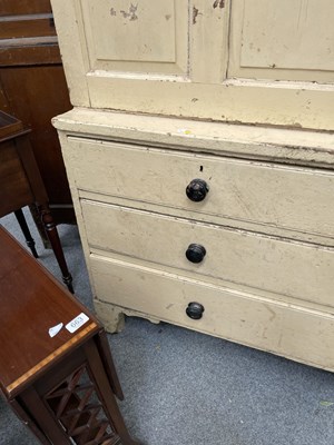 Lot 708 - A 19TH CENTURY PAINTED PINE CUPBOARD