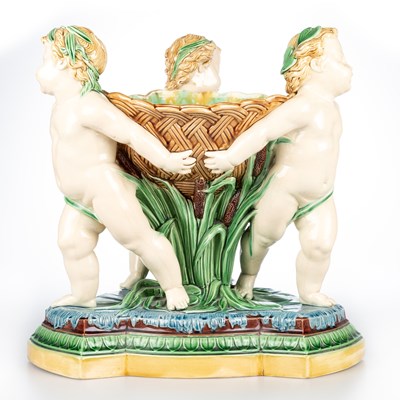 Lot 57 - A LARGE MINTON MAJOLICA FIGURAL CENTREPIECE, 1863