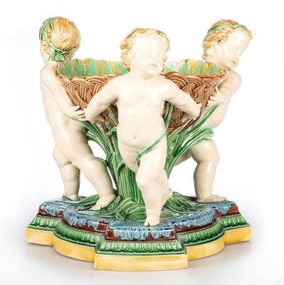 Lot 57 - A LARGE MINTON MAJOLICA FIGURAL CENTREPIECE, 1863