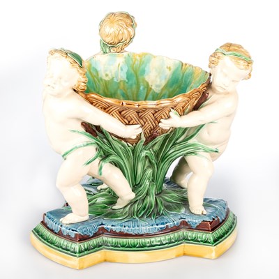 Lot 57 - A LARGE MINTON MAJOLICA FIGURAL CENTREPIECE, 1863