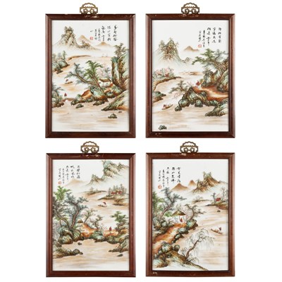 Lot 129 - A SET OF FOUR CHINESE PORCELAIN PLAQUES, REPUBLIC PERIOD