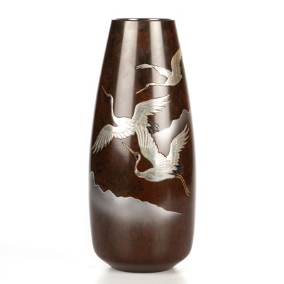 Lot 145 - A JAPANESE INLAID BRONZE VASE, CIRCA 1930