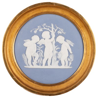 Lot 58 - A 19TH CENTURY BLUE JASPER PORCELAIN PLAQUE