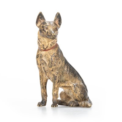 Lot 165 - AN EARLY 20TH CENTURY AUSTRIAN COLD PAINTED BRONZE MODEL OF AN ALSATIAN