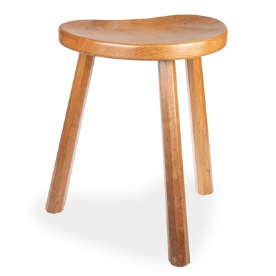 Lot 744 - ROBERT THOMPSON OF KILBURN, A MOUSEMAN OAK MILKING STOOL, CIRCA 1970S