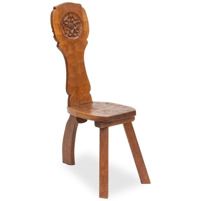 Lot 746 - THOMAS WHITTAKER, A GNOMEMAN OAK SPINNING CHAIR, CIRCA 1960S/70S