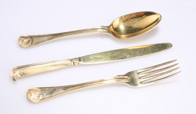 Lot 488 - THREE PIECES OF GEORGE IV SILVER-GILT CHRISTENING CUTLERY