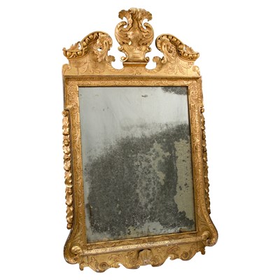 Lot 725 - A GEORGE II STYLE GILT-GESSO MIRROR