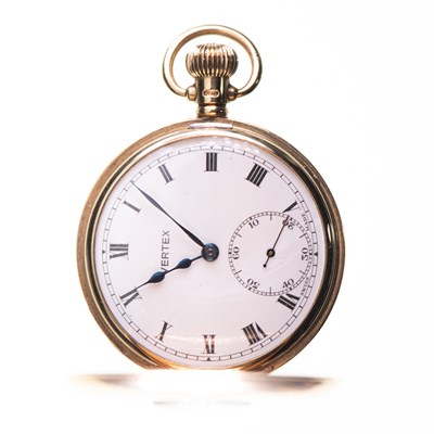 Lot 533 - A 9CT GOLD VERTEX HALF HUNTER POCKET WATCH