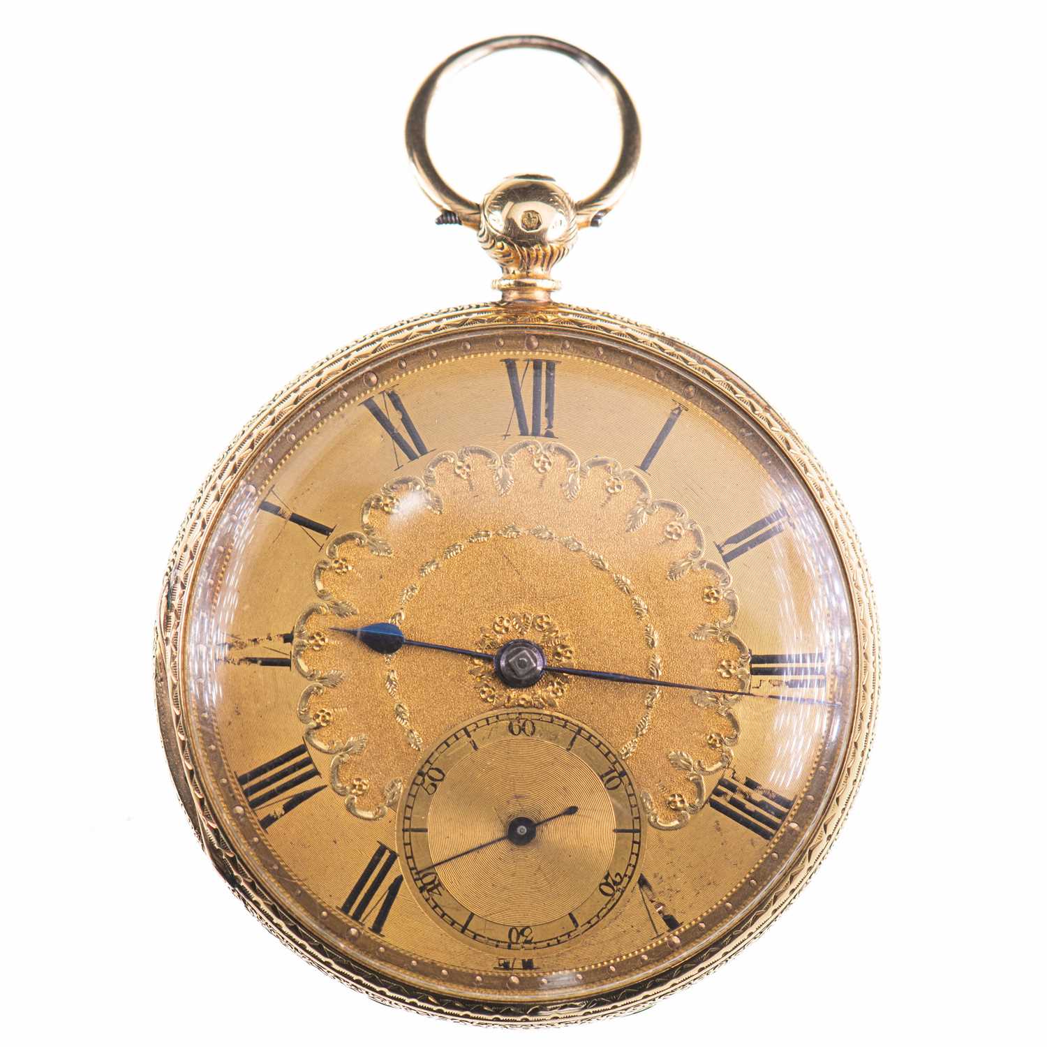 Lot 531 - AN 18CT GOLD OPEN FACE POCKET WATCH