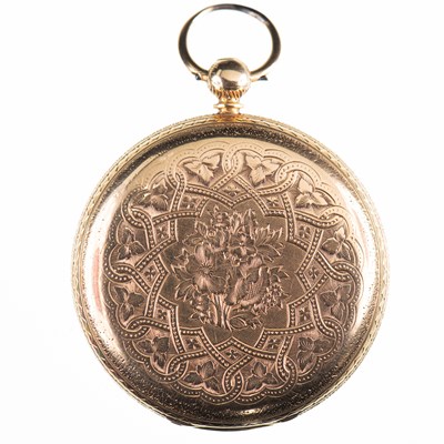 Lot 531 - AN 18CT GOLD OPEN FACE POCKET WATCH