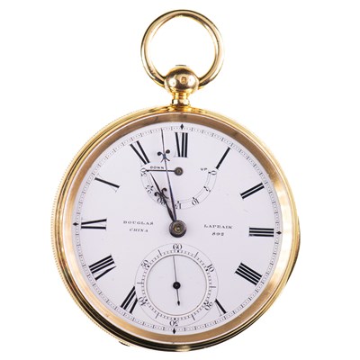 Lot 523 - AN 18CT GOLD OPEN FACE POCKET WATCH