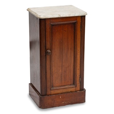 Lot 1239 - A VICTORIAN MARBLE-TOPPED MAHOGANY POT CUPBOARD