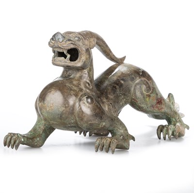 Lot 236 - A CHINESE BRONZE CHIMERA (BIXIE), QING DYNASTY