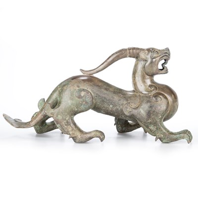 Lot 236 - A CHINESE BRONZE CHIMERA (BIXIE), QING DYNASTY