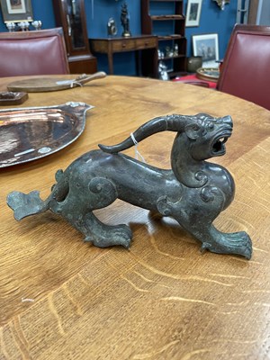 Lot 236 - A CHINESE BRONZE CHIMERA (BIXIE), QING DYNASTY
