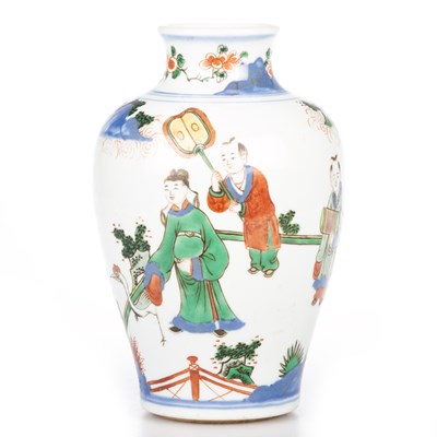 Lot 93 - A CHINESE WUCAI FERTILITY VASE, SHUNZHI/KANGXI