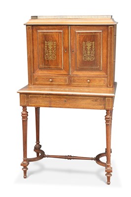 Lot 645 - A 19TH CENTURY BRASS INLAID ROSEWOOD SECRETAIRE