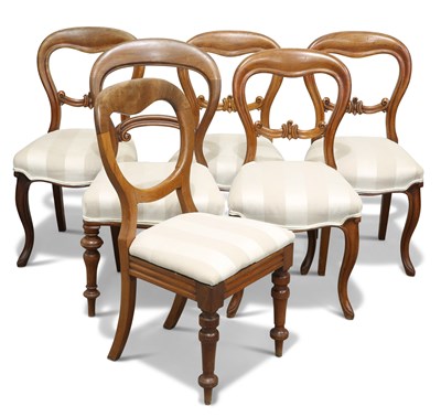 Lot 407 - A MATCHED SET OF SIX VICTORIAN MAHOGANY BALLOON-BACK CHAIRS