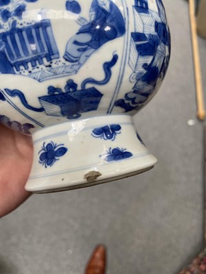 Lot 80 - TWO CHINESE BLUE AND WHITE PORCELAIN BOTTLE VASES, KANGXI PERIOD