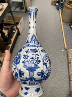 Lot 80 - TWO CHINESE BLUE AND WHITE PORCELAIN BOTTLE VASES, KANGXI PERIOD