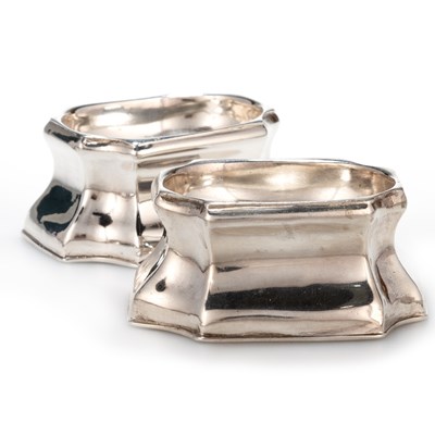 Lot 310 - A PAIR OF GEORGE II SILVER TRENCHER SALTS