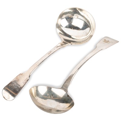 Lot 227 - A PAIR OF GEORGE III SILVER SAUCE LADLES