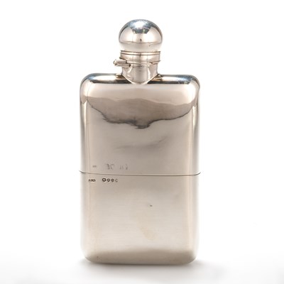 Lot 204 - A VICTORIAN SILVER HIP FLASK