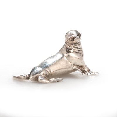 Lot 195 - AN ELIZABETH II SILVER MODEL OF A SEA LION