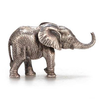 Lot 337 - PATRICK MAVROS: A SILVER SCULPTURE OF A MALE CALF ELEPHANT, "BOY"