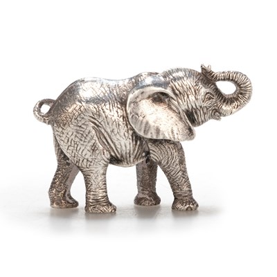 Lot 240 - PATRICK MAVROS: A SILVER SCULPTURE OF A FEMALE CALF ELEPHANT, "KAUME"