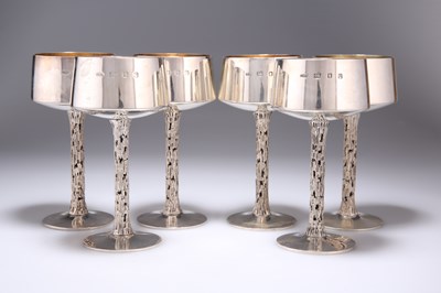 Lot 407 - CHRISTOPHER NIGEL LAWRENCE: A SET OF SIX SILVER GOBLETS