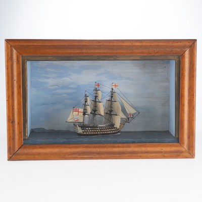 Lot 1003 - A MAPLE-FRAMED WALL-HANGING CASED MODEL OF HMS VICTORY