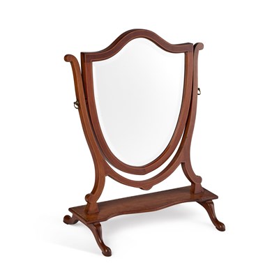 Lot 992 - AN EDWARDIAN INLAID MAHOGANY TOILET MIRROR