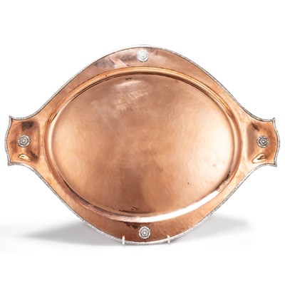 Lot 474 - AN A.E. JONES ARTS AND CRAFTS COPPER TRAY