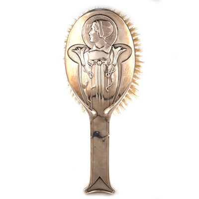 Lot 414 - KATE HARRIS (1878-1949) FOR WILLIAM HUTTON & SONS LTD, A SILVER HAIR BRUSH