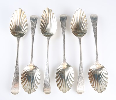 Lot 410 - A SET OF SIX GEORGE III SILVER TABLE SPOONS