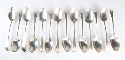 Lot 229 - FOURTEEN 18TH CENTURY SILVER DESSERT SPOONS