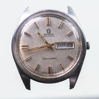 Lot 485 - A GENTS STEEL OMEGA SEAMASTER AUTOMATIC DAY DATE WATCH HEAD