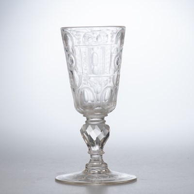 Lot 28 - A LARGE CONTINENTAL CUT-GLASS GOBLET, 18TH/ 19TH CENTURY