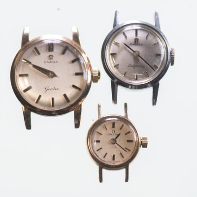 Lot 415 - A TRIO OF LADY'S OMEGA WATCH HEADS