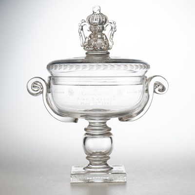 Lot 16 - A TWO-HANDLED GLASS "THE KING EDWARD CUP"